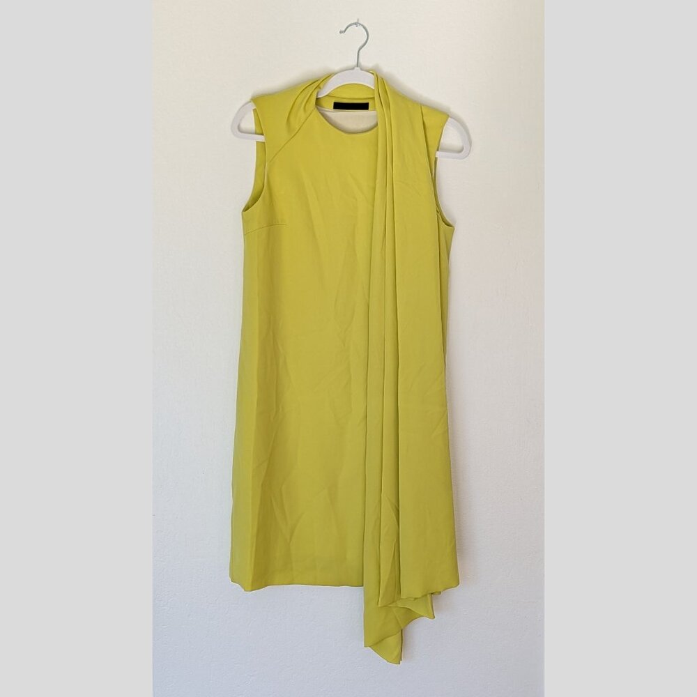 Alexander Wang Draped tie neck fitted Yellow Lemon Dress - size 4